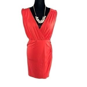 Massimo Orange Deep V Midi Summer Dress Size M